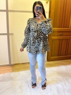 blouse à nouer leopard